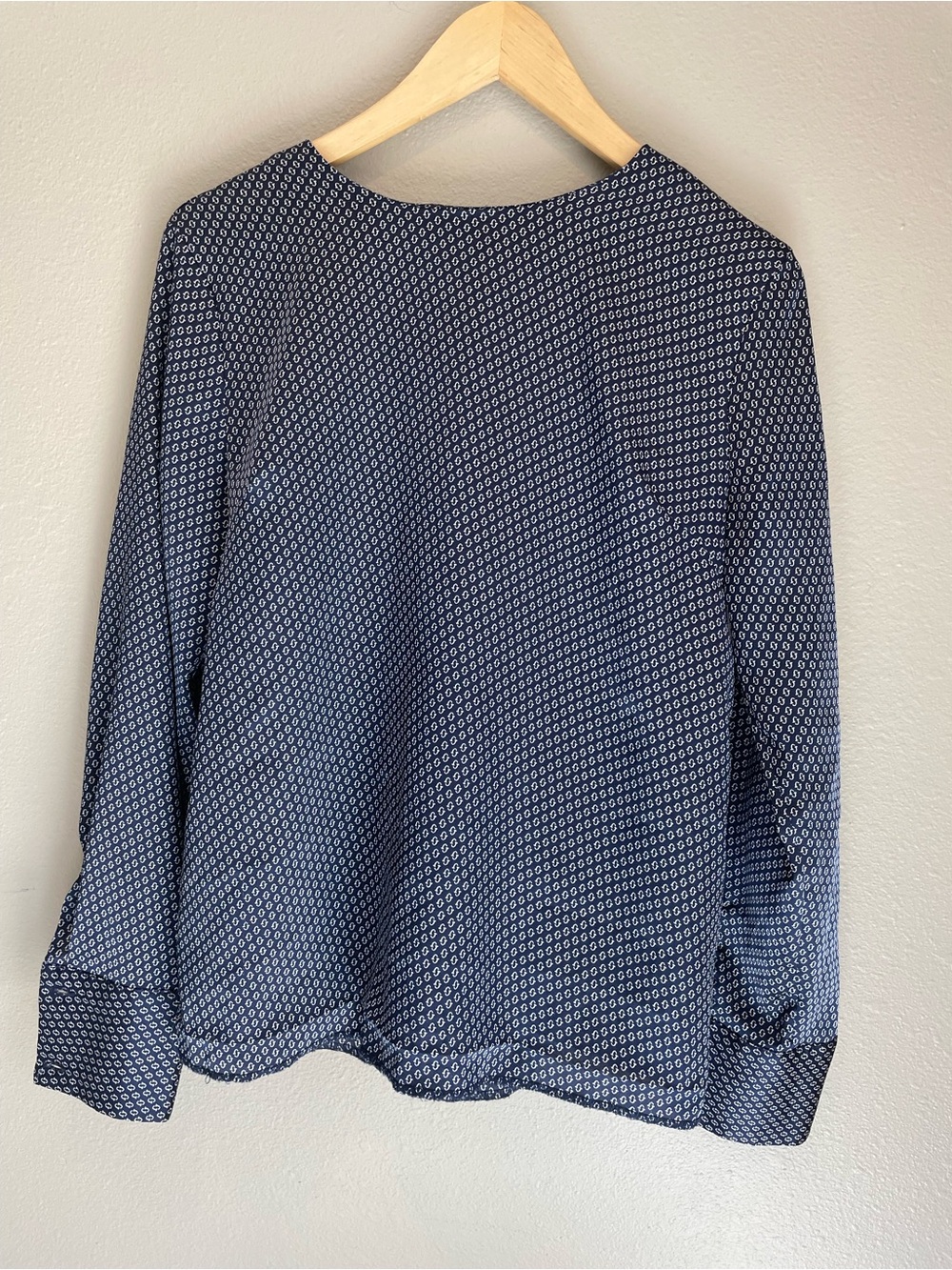 Banana Republic Navy Geometric Print Long Sleeve Blouse Sz S